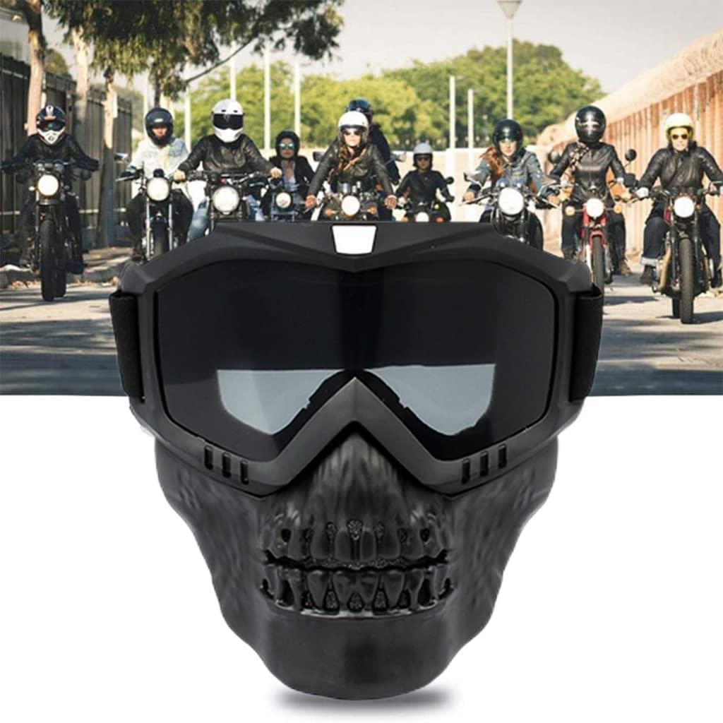 Proberos protective Goggles for Men Women with Detachable Mask, UV Protection Goggles for Motorcycle Bike, Skull Style Full Cover Goggles Helmet Goggles for Dirt Bike off road skiing (Black) Proberos protective Goggles for Men Women with Detachable Mask, UV Protection Goggles for Motorcycle Bike, Skull Style Full Cover Goggles Helmet Goggles for Dirt Bike off road skiing (Black)